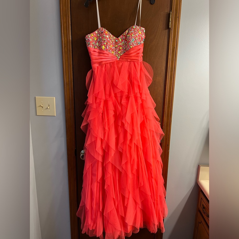 Orange Dressed by Deb prom dress size 7/8.
